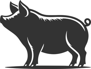 Cute animal pig drawing vector silhouette