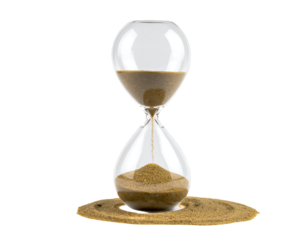 Transparent Hourglass With Golden Sand Flowing