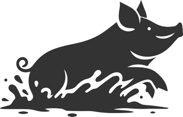 Cute animal pig drawing vector silhouette