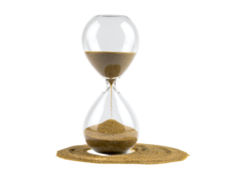 Transparent Hourglass With Golden Sand Flowing