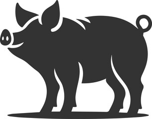 Cute animal pig drawing vector silhouette