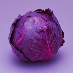 Obraz premium Red cabbage in purple background