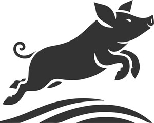 Cute animal pig drawing vector silhouette