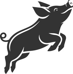 Cute animal pig drawing vector silhouette