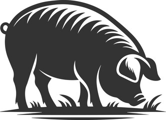 Cute animal pig drawing vector silhouette