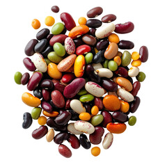 Mixed Heirloom Beans Such As Cranberry Lima  isolated on a transparent backgroun