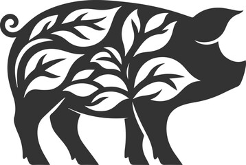 Cute animal pig drawing vector silhouette