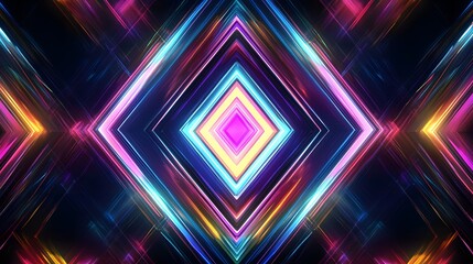 Fototapeta premium Abstract geometric pattern of vibrant glowing shapes.