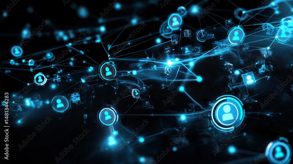 Poster glowing luminous digital network with futuristic connections and technological communication element