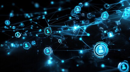 Obraz premium Glowing luminous digital network with futuristic connections and technological communication elements