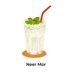 Realistic illustration of traditional Indian beverages Neer Mor