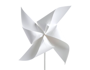 White Paper Pinwheel on Isolated Background