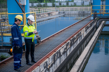 An inspector and an engineer at a water treatment plant are working together to plan the...