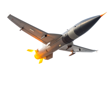 Military Aircraft in Flight with Engine Flames
