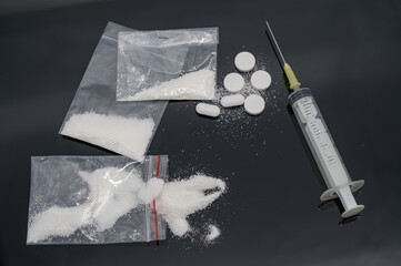 Plastic bag full of mephedrone drugs 