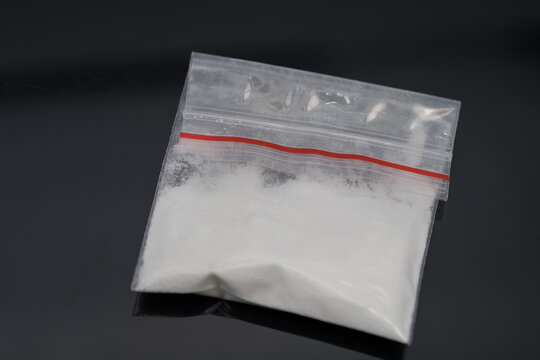 Plastic bag full of mephedrone drugs 