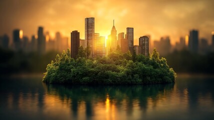 Obraz premium Green ecology city against pollution - sustainable development concept