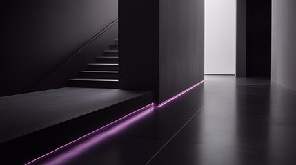 Modern dark hallway with stairs