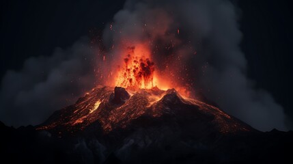 Volcanic Eruption at Night.
