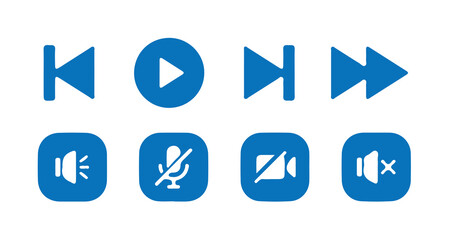  Media player control  set.Play button vector icon. Audio, volume, interface, design media player buttons. Play, pause, stop, record, forward.vector illustration eps 10.