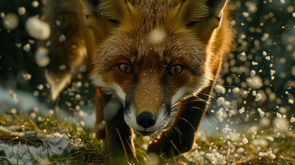 Red Fox in Snowy Meadow