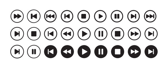 Media player icon. play symbol signs.play and pause buttons icon set.elements for video streaming app.vector illustration eps 10.