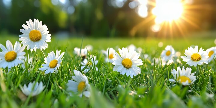 Daisies in a Field Under the Sunlight