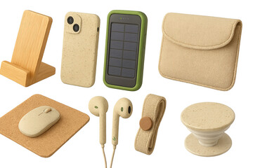 Eco-friendly gadgets silhouette icons set – solid, filled, sustainable technology symbols