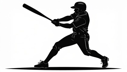 Obraz premium Baseball Player Silhouette Swinging Bat