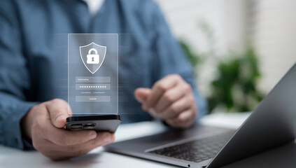 Cybersecurity Login Interface on Mobile Device