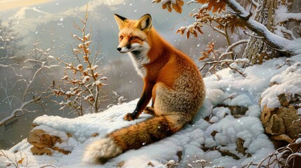 Fox in snowy landscape (1)