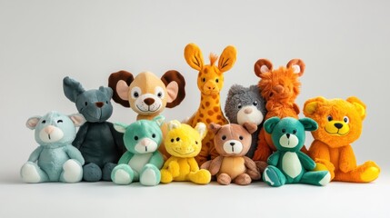 Plush animal toys in various colors