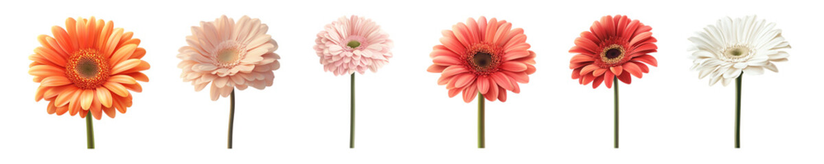 Gerbera Daisy with Long Stem Isolated