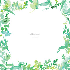 水彩画。水彩タッチの草木のベクターイラスト。水彩画の緑の葉っぱ素材。環境。エコ。Watercolor painting. Vector illustration of grass and trees with watercolor touch. Watercolor green leaves material. Environment. Eco.