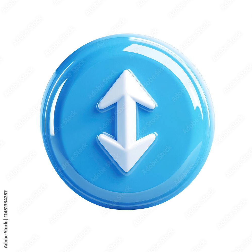 Poster blue arrow button download upload icon vector graphic design element for ui ux design and developmen