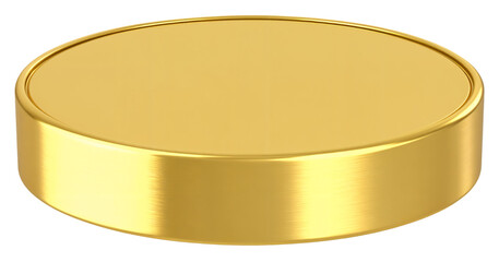 Solid Gold Hockey Puck on White Background Display