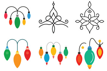 set of colorful floral elements