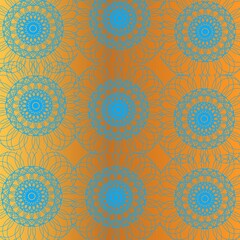 Blue Geometric Mandala Ornament on Gold Gradient Background