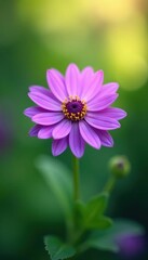 Vibrant purple bloom, crisp detail, soft green bokeh, tranquil, sharp focus, lilac