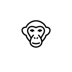 Minimalist Monkey Face Icon - Primate Outline Symbol