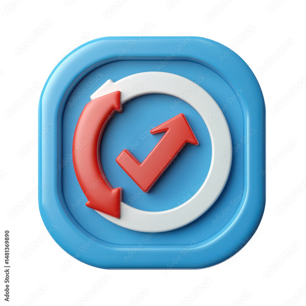 Poster refresh update complete icon vector illustration symbol design for apps and websites ui design 3d