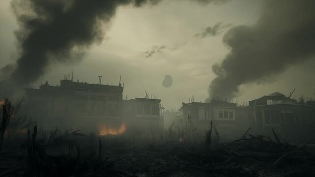 The charred remains of buildings stood silent, a haunting reminder of the recent city fire&rsquo;s destruction.
