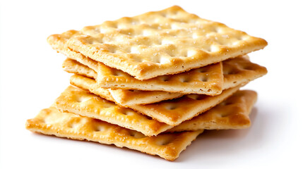 A stack of saltine crackers isolated on a white background