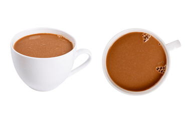 Hot chocolate drink isolated on white background.