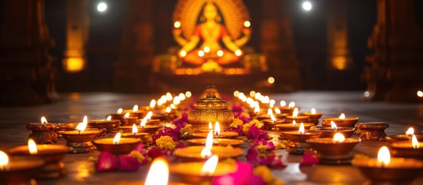 Hindu temple lamps ceremony, devotional lighting