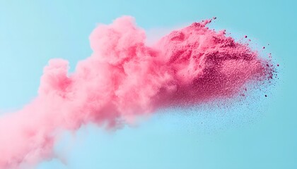 Obraz premium Pink powder explosion against a pastel background.