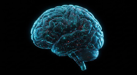 Illuminated Circuitry Brain Depicting Artificial Intelligence and Neural Networks