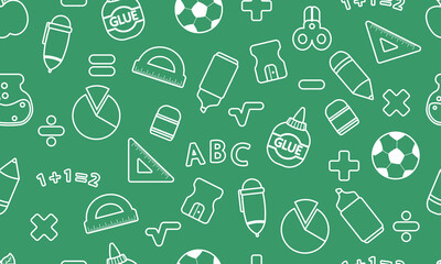 Cute school element chalkboard seamless pattern