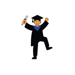 Happy graduation, graduates are happy to bring their diplomas, celebrating graduation day