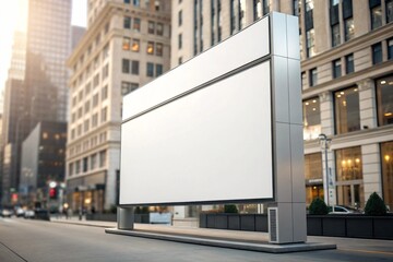 Obraz premium Large horizontal blank advertising poster billboard banner mockup in front of building in urban city digital light box display screen for OOH media 12 sheet outofhome .